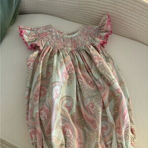 Paisley Print Baby Girl Smocked Romper
